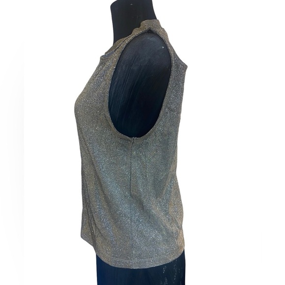 ASOS Design Silver Metallic One Shoulder Cut Out Top Medium - Picture 6 of 12